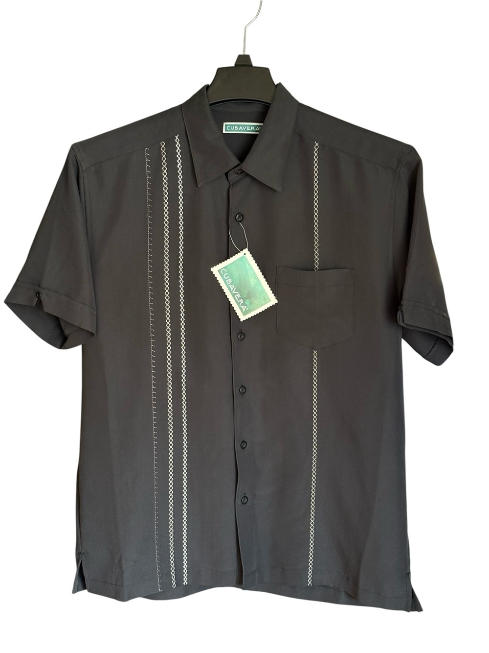 Cubavera Men's Black Tropical Vacation Resort Embroidered Shirt Medium NWT
